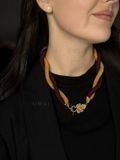 Harness necklace "Golden thorn" in combination with burgundy color 434 photo