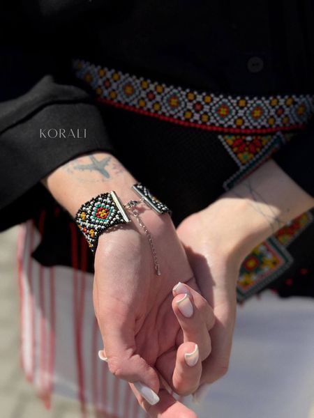 Bracelet "Yavorina" black with colored ornament 683-5 photo