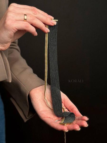 Choker "Dream among the stars" dark gray with gold 541 photo