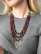 Necklace made of natural garnet stones (three-row) 68-4 photo 7