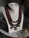 Necklace made of natural garnet stones (three-row) 68-4 photo 1