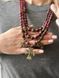 Necklace made of natural garnet stones (three-row) 68-4 photo 6