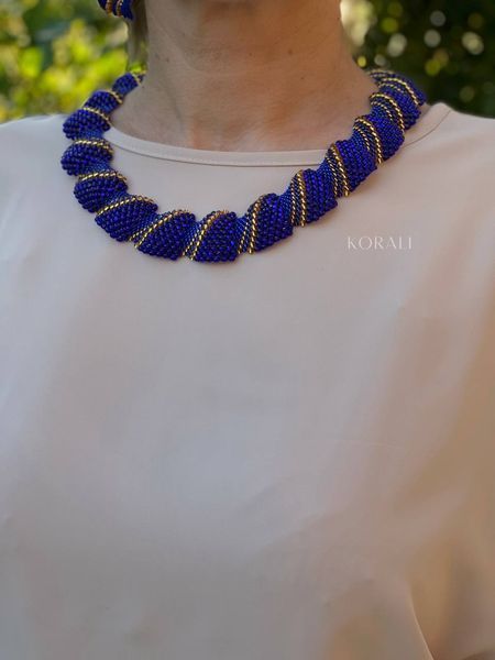 Set of necklace "Shine" and earrings in blue 758 photo