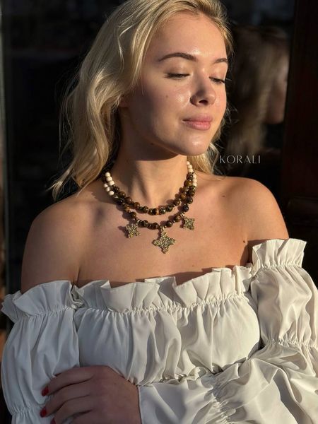 Set "Pokutyanka" necklace and choker made of natural stones 2002 photo