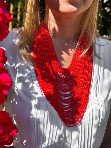 Necklace "Coral" red 101 photo