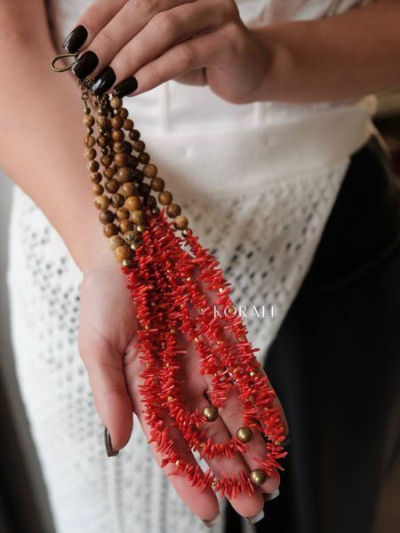 "Red Poppy" natural stone necklace 2544 photo