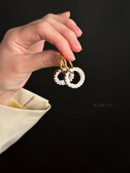 Сережки "Обрій бажань" білі з золотим 482 фото