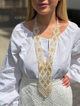 Гердан "Вишиванка" біло-золотого кольору 2441 фото