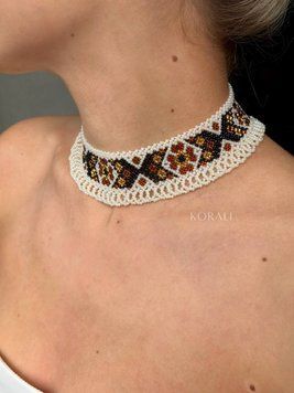 "Rozkvitay" milky white with brown pattern 2355 photo