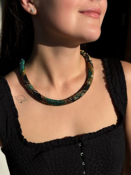 Necklace-harness "Snake" emerald 1053 photo