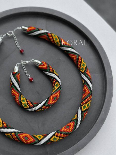Комплект "Гуцулянка" намисто і браслет 54 фото