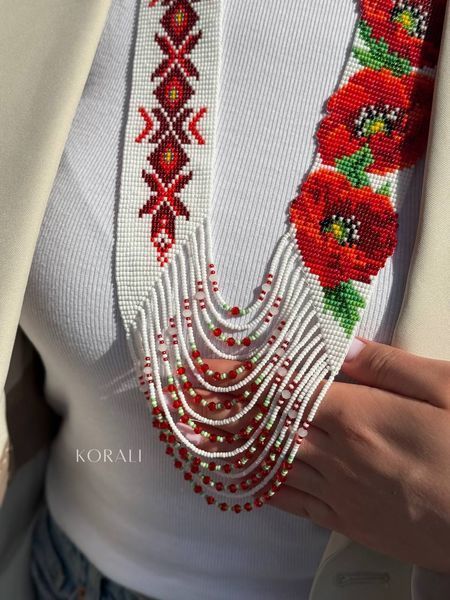 Circular necklace "Poppy pattern" 914 photo