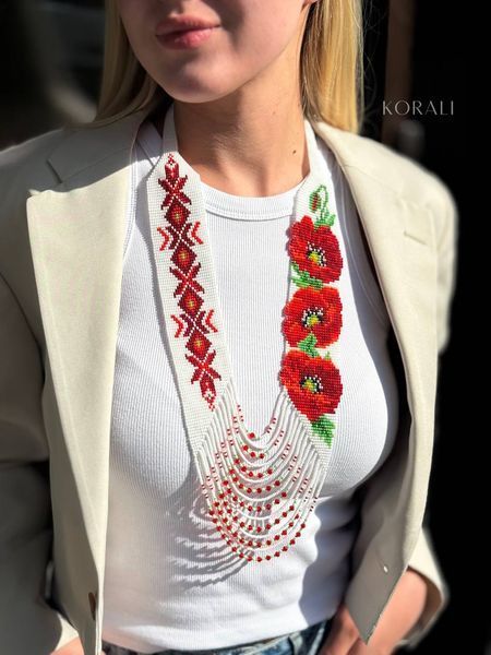 Circular necklace "Poppy pattern" 914 photo