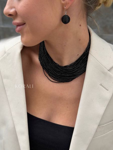Set "Sunset" necklace, earrings and bracelet in black 2444 photo