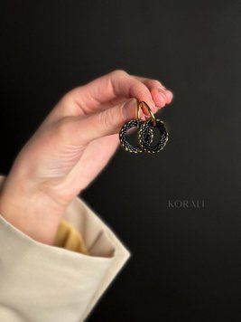 Сережки "Обрій бажань" чорні з золотим 484 фото