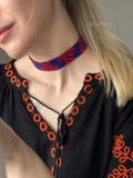Choker "Zori" blue with red pattern 2045 photo