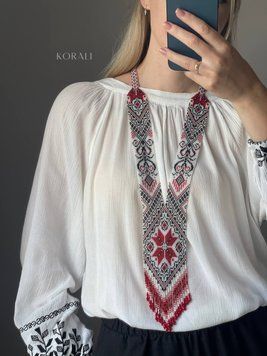Гердан "Карпатська зоря" білий з червоним 725 фото