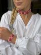 Комплект "Вишиванка" чокер і браслет червоно-білий 274 фото