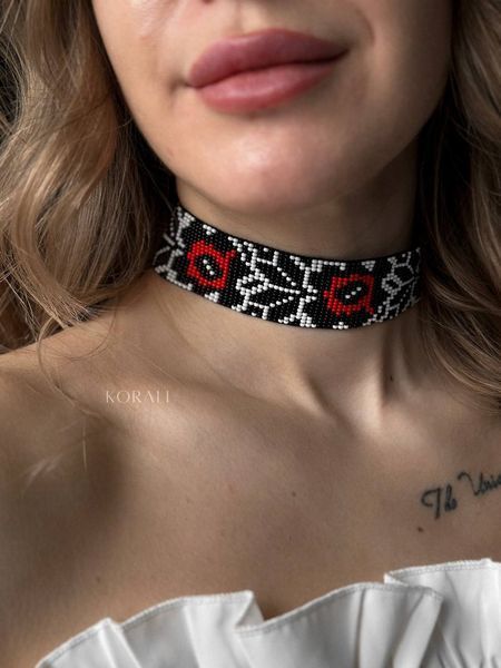 Ribbon necklace "Motives of Podillia" 407 photo