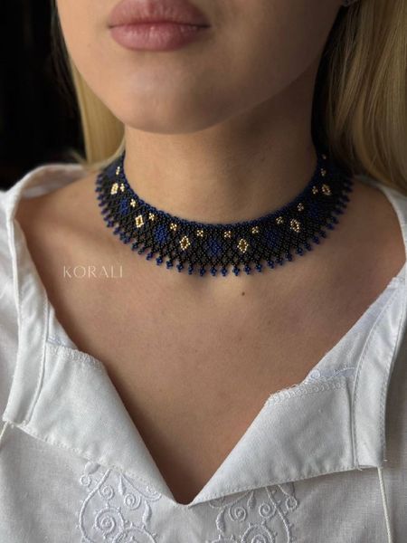 "Vechornytsy" silk scarf with blue pattern 2046 photo