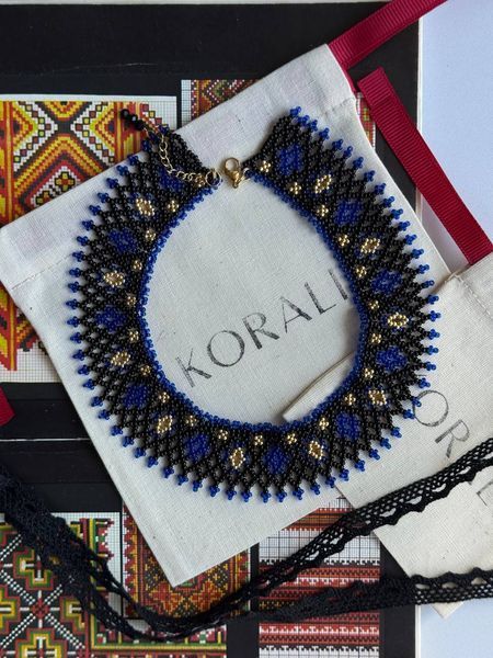 "Vechornytsy" silk scarf with blue pattern 2046 photo