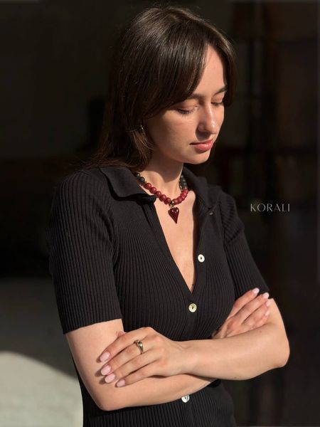 Намисто-чокер чорно-червоного кольору "Талісман кохання"  2387 фото