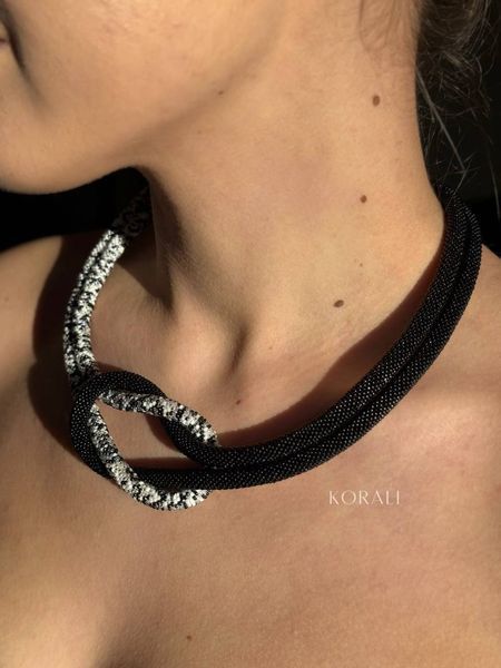 Necklace "Fate" black and white 2335 photo