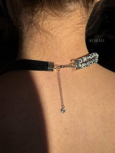 Necklace "Fate" black and white 2335 photo