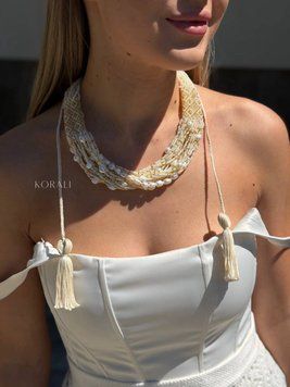 Ethnic necklace "Mother of Pearl Shine" beige 846 photo