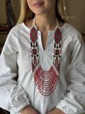 Circular neckerchief  white with red pattern "Vyshyvanka" 2155 photo