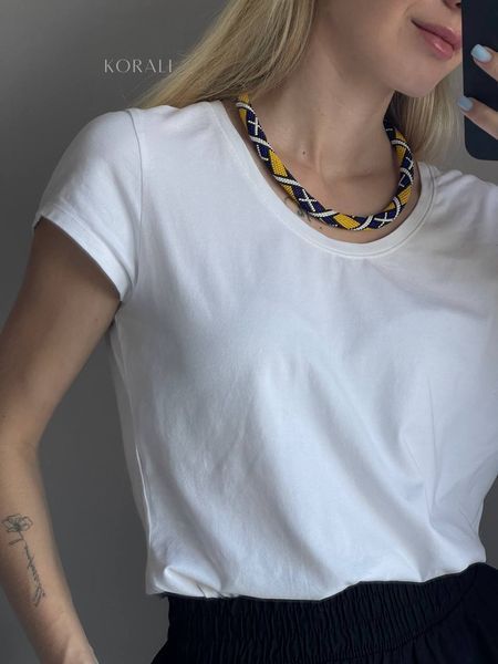 Necklace "Silk" blue-yellow 880 photo