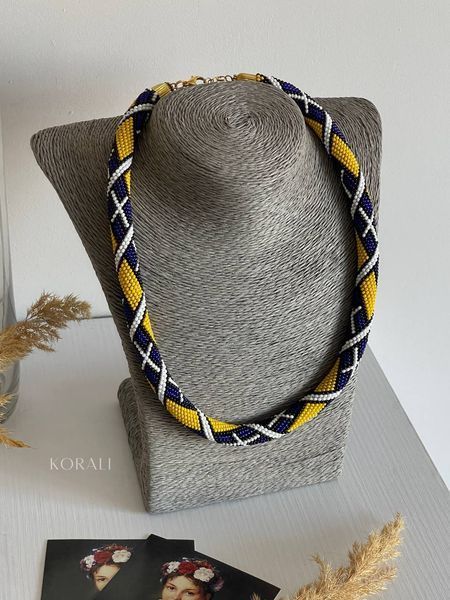 Necklace "Silk" blue-yellow 880 photo