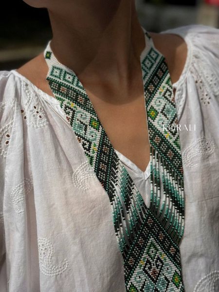 Гердан "Палагея" зелений з білим 154 фото