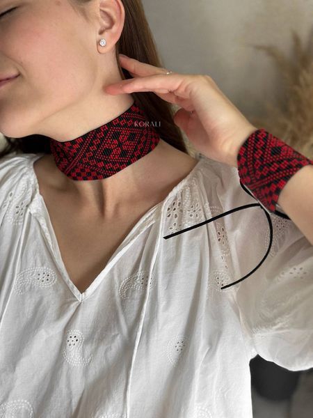 Set "Verkhovyna" ribbon necklace and bracelet 272 photo