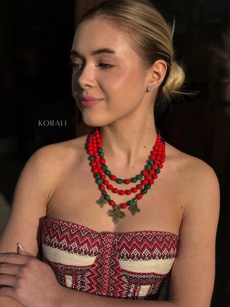 Necklace "Whisper of the Mountains" red-green 2337 photo