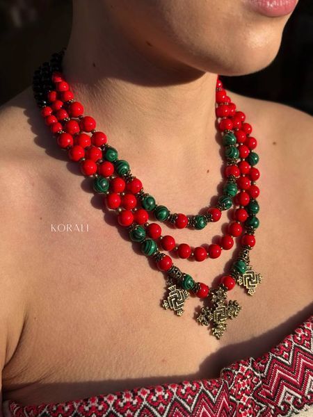 Necklace "Whisper of the Mountains" red-green 2337 photo