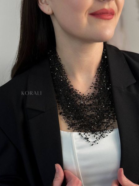 Set of air necklace and bracelet in black color 490 photo