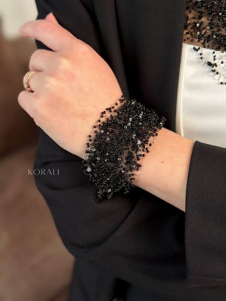 Set of air necklace and bracelet in black color 490 photo