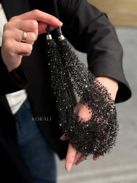Set of air necklace and bracelet in black color 490 photo