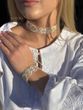 Комплект "Вишиванка" чокер і браслет білий з золотим вкрапленням 1140 фото