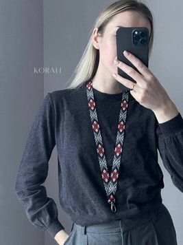 Бісерний чокер підвіска для бейджика "Колорит" 966 фото