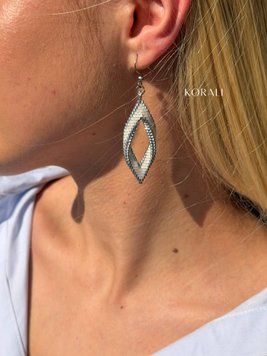 Earrings "Tenderness of Dawn" in white and silver color 2407 photo