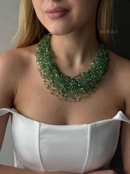 Necklace "Air" green (short) 2130 photo