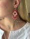 Earrings milk with red pattern "Marevo"