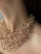 Necklace "Air" milky shade with brown inclusions 590 photo