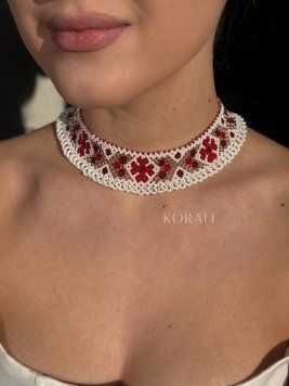 Силянка "Розквітай" біла з червоно-золотим візерунком 2214 фото