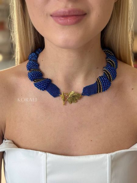 Set of necklace "Shine" and earrings in blue and black 2131 photo