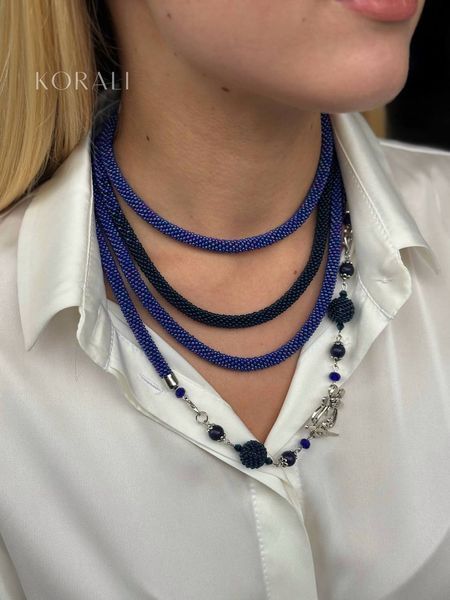 Braided harness lariat chameleon in purple and blue shades 1086 photo