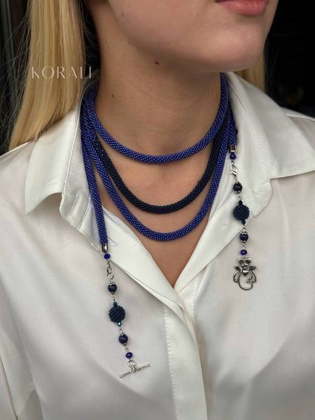 Braided harness lariat chameleon in purple and blue shades 1086 photo