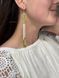 Earrings "Ornament of Being" milky with green ornament 692 photo 1